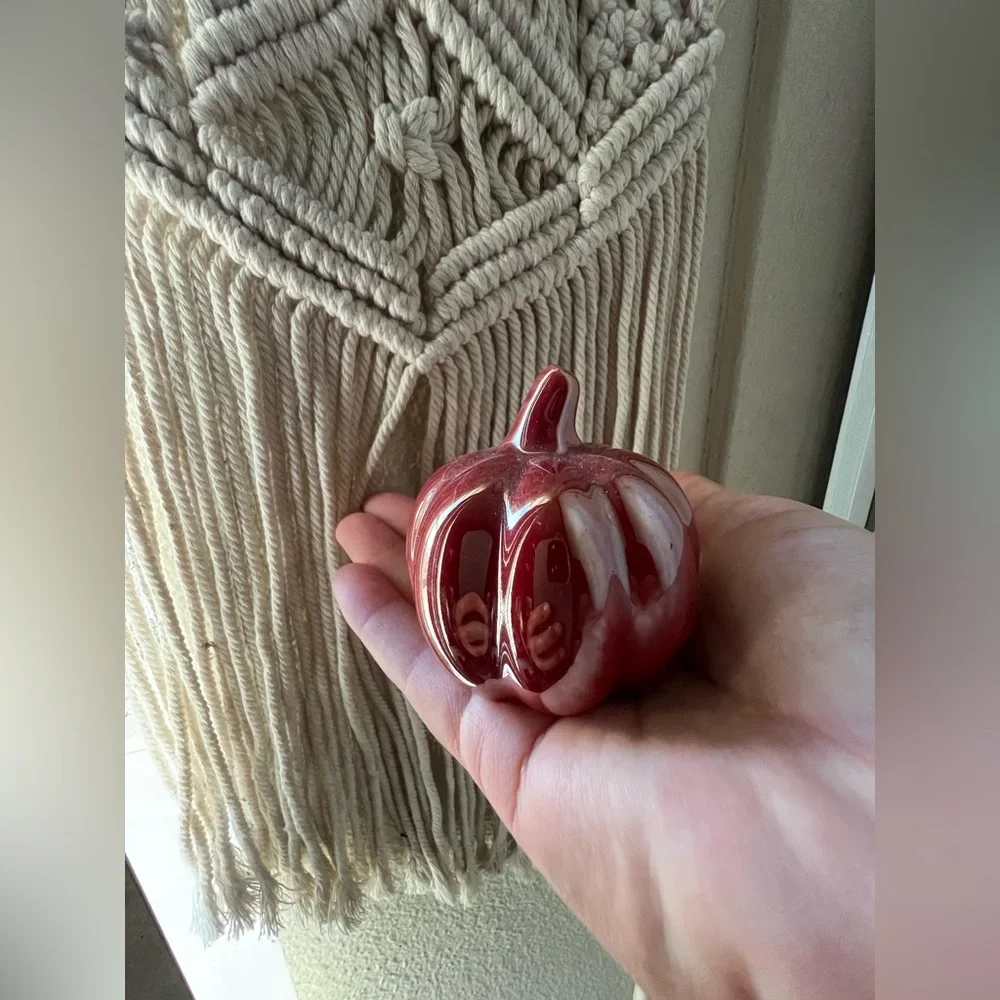 Ceramic Red Metallic Pumpkin Holiday Accent